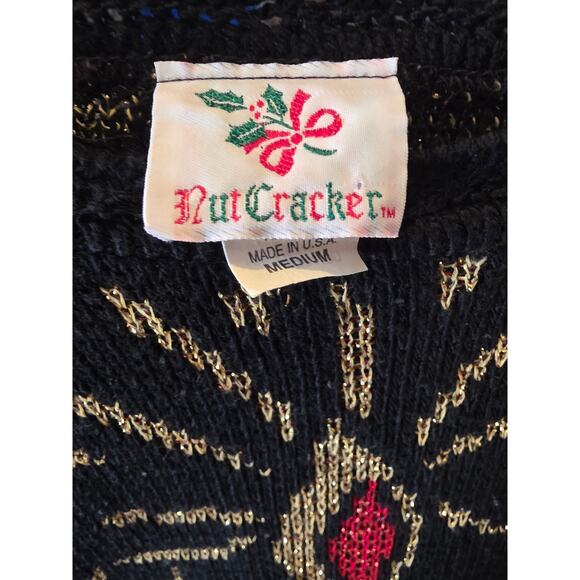 Vintage Nutcracker Ugly Christmas Sweater M Womens Y2K Shimmer Holiday Party - Picture 4 of 6